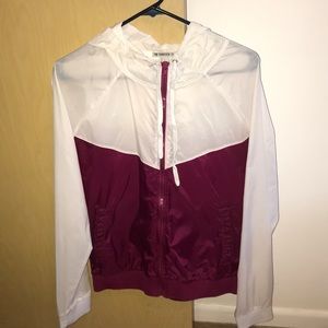 White and maroon windbreaker